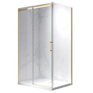 Cabina de dus dreptunghiulara din sticla securizata de 8 mm si rame aurii KZ22A 100 x 80 cm