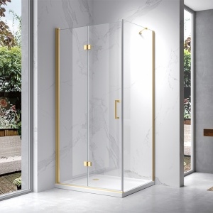 Cabina de dus dreptunghiulara din sticla securizata si rame aurii KZ20D 100 x 90 cm - Img 2