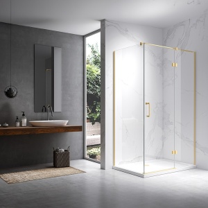 Cabina de dus Dreptunghiulara KZ03C, Dimensiune 120x90cm, Culoare Auriu Periat - Img 3
