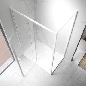 Cabina de dus KZ06B Dreptunghiulara 100x80cm, Design Modern, Culoare Alb - Img 5