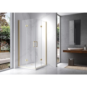 Cabina de dus KZ08A Patrata 70x70cm , Design Elegant, Culoare Auriu - Img 5