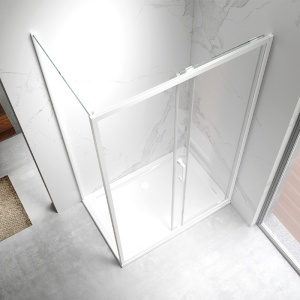 Cabina de dus KZ103C Dreptunghiulara 120x80cm, Usi Glisante, Culoare Alb - Img 5