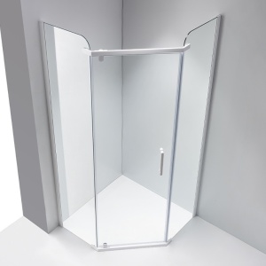 Cabina de dus KZ91A Pentagonala, Design Modern 80x80cm, Culoare Alb - Img 5