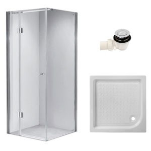 Cabina de dus patrata cu cadita de dus KZ1390A/SXL02A Crom/Alb 80x80 cm
