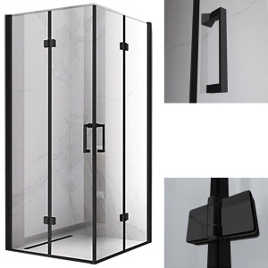 Cabina de dus patrata KZ08B, Dimensiune 90x90cm , Culoare Negru - Img 3