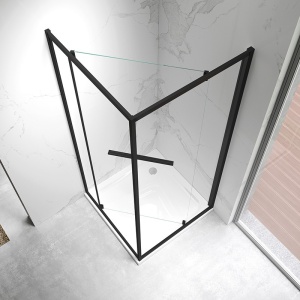 Cabina de dus Patrata KZ16A, Dimensiune 80x80cm, Culoare Negru - Img 3