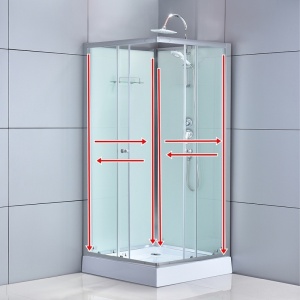 Cabina de dus patrata WSH308 ,cu cadita de dus 90x90 cm , Culoare Crom - Img 3