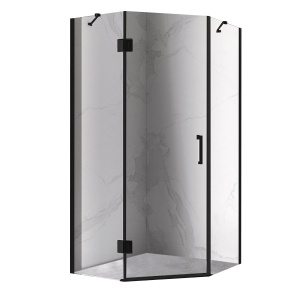 Cabina de dus pentagonala cu rame negre sticla securizata KZ10 100 x 100 cm