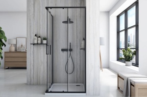 Cabina de dus Rea City, Dimensiune 80x80cm, Culoare Black - Img 3