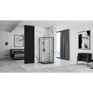 Cabina de dus Rea Punto negru, Dimensiune 80x80cm - Img 4