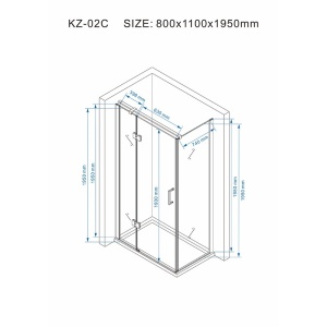 Cabina de dus rectangulara kz02c neagra 110x80 cm - Img 4