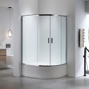 Cabina de dus semirotunda montaj dreapta din sticla securizata mata si rame cromate Maja 115 x 85 mm - Img 2