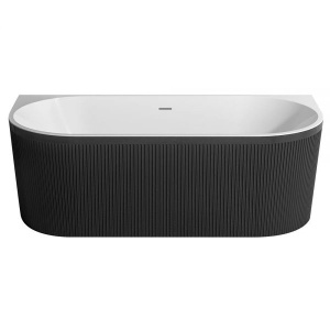 Cada de baie 170x80x58cm, Textura Eleganta si Linii Fine , Montaj pe Perete , Culoare Negru/Alb
