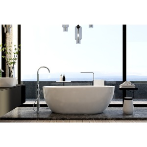 Cada de baie Cesana 518C 170x75 cm , Culoare Alb , Deversor Cromat - Img 6
