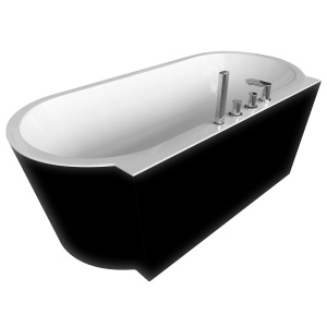 Cada de Baie de Sine Statatoare 170x80x59cm, Design Deosebit, Culoare Negru/Alb - Img 6