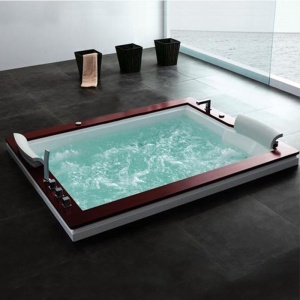 Cada de baie DIABLO 666 Cu Hidromasaj 180x150cm, Culoare Alb/Rosu - Img 3