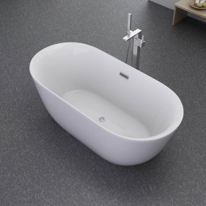 Cada de baie Freestanding 150x75x58cm, Design Modern, Culoare Alb - Img 5