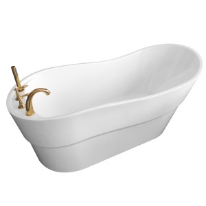 Cada de baie freestanding cu baterie aurie 170X80X72cm - Img 3