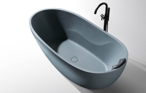 Cada De Baie Freestanding, Desing Modern 170x80x71cm, Strat Abraziv, Culoare Albastru Gri - Img 4