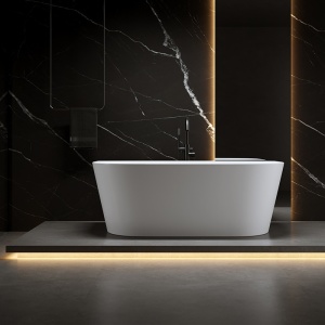 Cada de baie LENA 527A, Dimensiune 140x70cm, Culoare Alb, Deversor Negru - Img 2