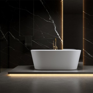 Cada de baie LENA 527C, Dimensiune 160x75cm, Culoare Alb, Deversor Auriu - Img 2
