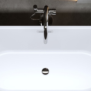 Cada de baie Lisbona 502A, Dimensiune 150x75cm, Culoare Alb, Deversor Crom - Img 2
