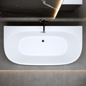 Cada de baie NORA 526B, Dimensiune 150x80cm, Culoare Alb, Deversor Negru - Img 5