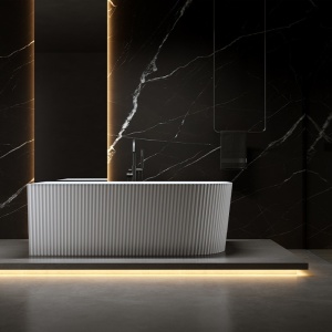 Cada de baie RIO 504C, Dimensiune 160x75cm/Stanga, Design Elegant, Culoare Alb, Devesor Alb - Img 4