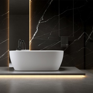 Cada de baie suport 150x75cm Cesana 518A, Culoare Alb , Deversor Cromat - Img 11