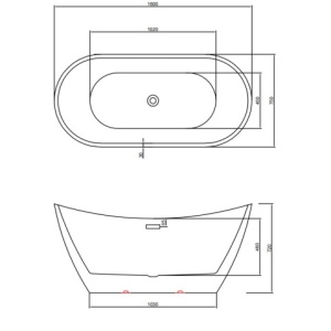 Cada de baie suport 160x75cm, Rica513B, Culoare Alb, Deversor Cromat - Img 9