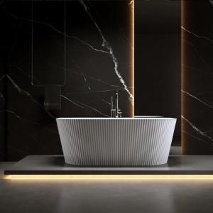 Cada de baie suport CARLO 517D, Dimensiune 170x75cm, Culoare Alb, Deversor Crom - Img 6