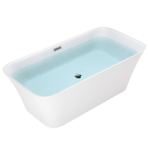 Cada de baie Viana 511B 160x80cm, Culoare Alb, Deversor Cromat - Img 1