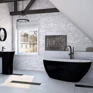 Cada Freestanding Besco Goya 170x72 cm alb - negru - Img 6