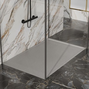 Cadita de dus DEKO Slim, Structura de piatra 100x90cm, Culoare Gri - Img 5