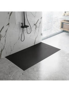 Cadita de dus dreptunghiulara imitatie piatra Magnum Black 100 x 80 cm neagra - Img 6
