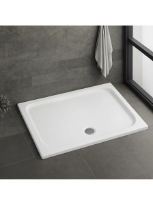 Cadita de dus dreptunghiulara slim din acril Belmond White 120 x 90 cm alba - Img 2