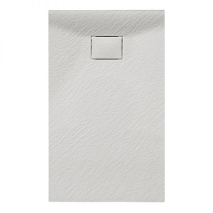 Cadita de dus JUKO Slim Dreptunghiulara, 90x80cm, Structura de piatra, Culoare Alb
