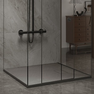 Cadita de dus JUKO Slim Patrata 80x80cm, Structura de piatra, Culoare Gri - Img 2