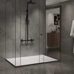 Cadita de dus JUKO Slim, Structura de piatra 120x70cm, Culoare Alb - Img 7