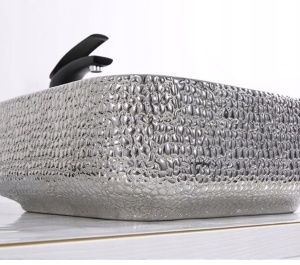 Chiuveta de blat PRO ERA RODO, Dimensiuni 38.5x 38.5x 13.5 cm, Forma Dreptunghiulara, Ceramica sanitara, Fara gaura baterie, Silver - Img 3