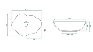 Chiuveta de blat REA ERA PEARL WHITE, Dimensiuni 51x 38 x 11.5cm, Forma asimetrica, Ceramica sanitara, Alba - Img 6