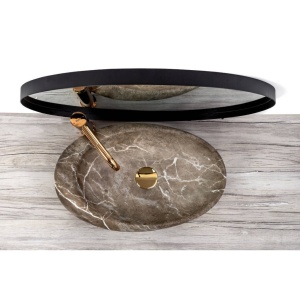 Chiuveta de blat REA ROXY B, Dimensiuni 49 x 31 x 13.5 cm, Forma Ovala, Ceramica sanitara, Maro - Img 5
