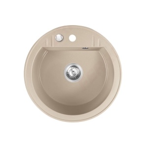 Chiuveta de bucatarie rotunda FERRO Mezzo II,Din granit cu o cuva, 51cm diametru, Culoare Nisip