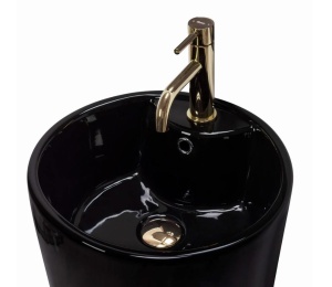 Chiuveta independenta REA ERA BLANK BLACK, Dimensiuni 40x 40x 84 cm, Forma rotunda, Cu gaura baterie, Negru - Img 2