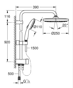Coloana de dus Grohe Tempesta Cosmopolitan 250 fara baterie - Img 5