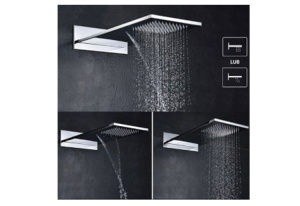 et Baterie Dus 2 Functii PRO Crom, Montaj In Perete, Para Dreptunghiulara Tip Cascada / Ploaie 50 x 22 Cm, Finisaj Crom - Img 9