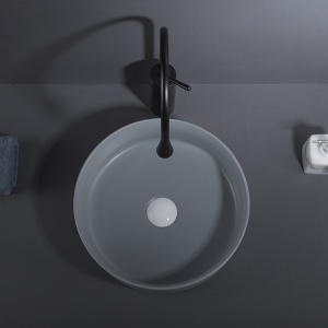 Lavoar De Blat PRO VERONA, Dimensiuni 36 X 36 X 12 Cm, Forma Rotunda, Ceramica Sanitara, Gri Inchis - Img 5