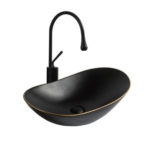 Lavoar de blat PRO ZUZAN negru mat,cu margine aurie,dimensiune 60,5 x 36 x 15 cm