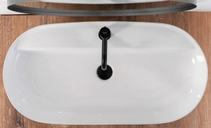 Lavoar De Blat REA AURA 81, Dimensiuni 81 X 41 X 14 Cm, Montaj Pe Blat, Forma Ovala, Ceramica Sanitara, Alb - Img 3