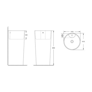 Lavoar freestanding Fluminia Athos-B alb 40 cm - Img 2